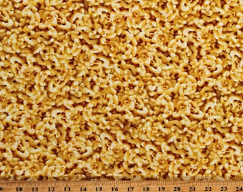 Cotton Macaroni and Cheese Mac & Cheese Food Pasta Noodles Yellow Cotton Fabric Print by the Yard (SRKD-215344-5YELLOW) D571.86