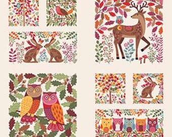 24" X 44" Panel Autumn Days Panel Woodland Animals Fall Cotton Fabric Panel (2600) M213.16