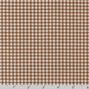 May include: Brown and white gingham fabric with a small check pattern.