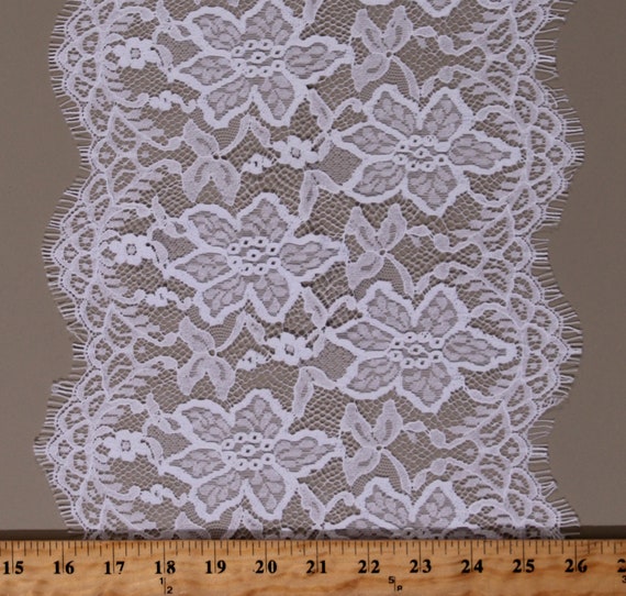 Double-Edge Scallop Floral Off-White 11 Wide Lace Trim Fabric by the Yard  (M407.08)