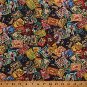 Cotton Library Books Covers Authentic Antique-look Classics Fairytales Library Rarities Fabric Print by Yard D773.31 by Robert Kaufman