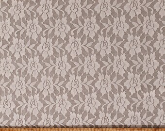 Stretch Lace Roses Flowers Floral Patterned Vanilla Cream Fabric by the Yard (5717C-6B) D167.17