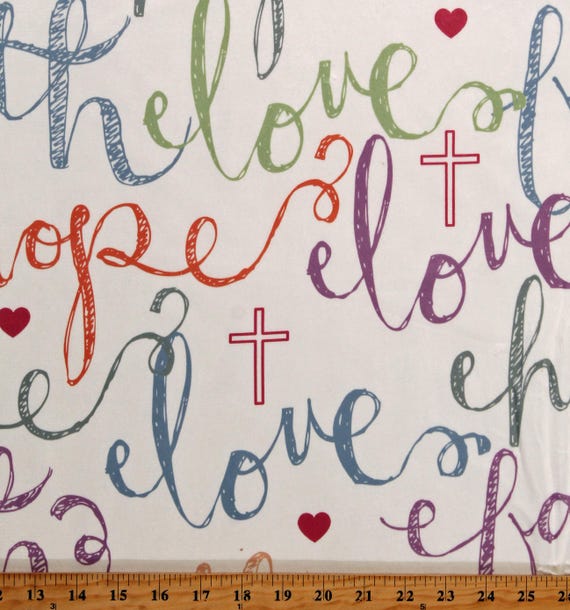 Micro Plush Faith Hope Love Print Script 60" Wide Butter Soft Mink-Like Feel Midweight Digital Fabric by the Yard (DT-6891-MF) A620.07