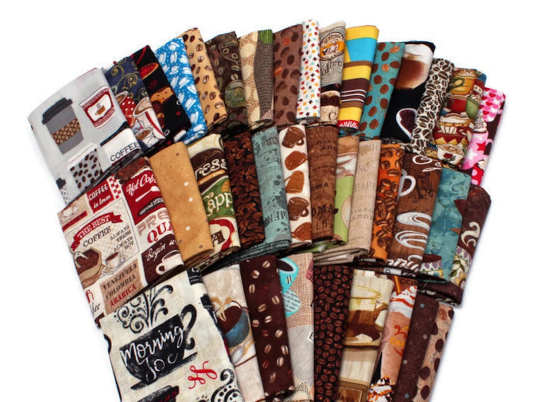 10 Fat Quarters Coffee Beans Espresso Caffeine Cafe Au Late Mocha Latte