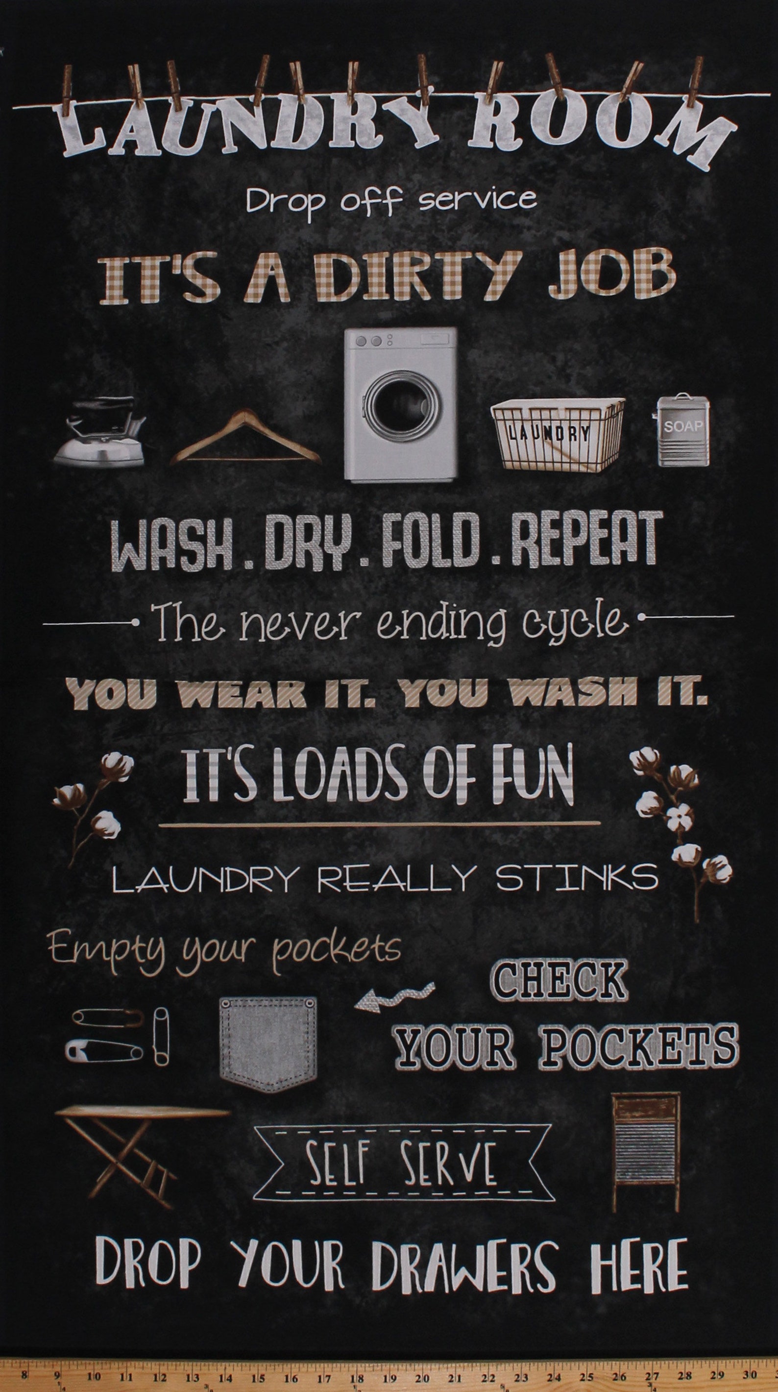 24 X 44 Panel Laundry Room Loads of Fun Wash Washing Cleaning Day