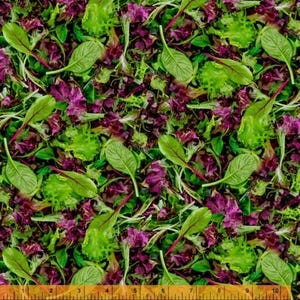 Cotton A La Carte  Windham Fabrics Lettuce Vegetables Arugula Spinach Leaves Leafy Food Green Fabric Print by the Yard (51904D-X) D571.99