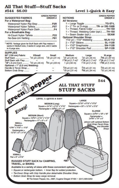 All That Stuff – Stuff Sacks Pattern - 544 - The Green Pepper Patterns All That Stuff – Stuff Sacks Pattern - 544 - The Green Pepper Patterns