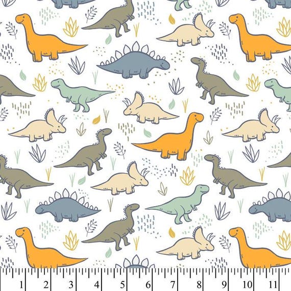 Micro Plush Dino Land Officially Licensed by David Textiles Baby Dinosaurs Mink-Like Feel Midweight Digital Fabric Print by Yard (A321.10)