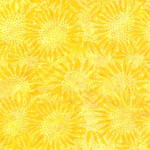 Cotton Batik Sunflowers Yellow Floral Hand-Dyed Bali Batiks Cotton Fabric by the Yard (884-149-Sun) D172.39