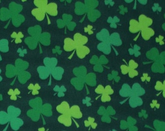 Fleece Shamrocks Lucky Clovers Four-Leaf Clovers Saint Patrick's Day Green Fleece Fabric Print by the Yard A335.20