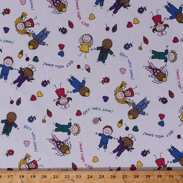 64" Kids Nurses Medical Hospital Medic Doctor Scrubs Polyester Cotton Fabric By the Yard (3306Z-11N) D129.17