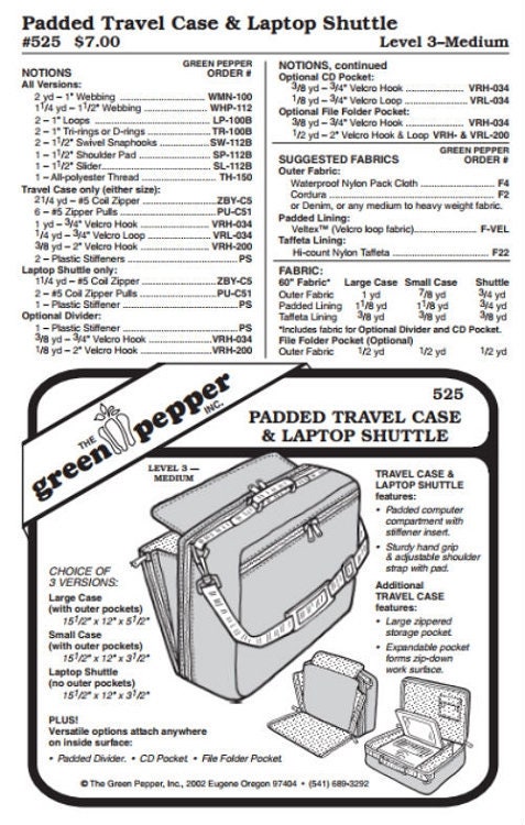 Padded Briefcase & Laptop Shuttle Pattern - 525 - The Green Pepper Patterns Padded Briefcase & Laptop Shuttle Pattern - 525 - The Green Pepper Patterns
