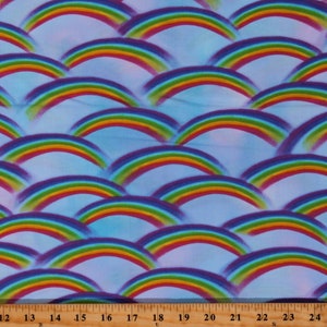 Cotton Rainbows Colors Sky Clouds Landscape Unicorn Dreams Blue Cotton Fabric Print by the Yard (2730-17) D788.80