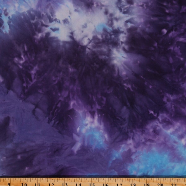 Rayon Challis Tie Dye Look Purple Blue Soft Lightweight 58" Wide Rayon Fabric by the Yard (1177P-3E)