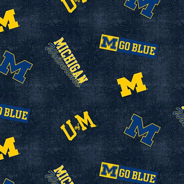 Flannel University of Michigan Wolverines U of M Go Blue Flannel Fabric Print by the Yard (mchg1152) D286.27