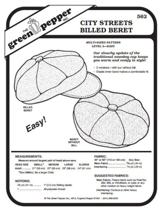 City Streets Billed Beret Pattern - 562 - The Green Pepper Patterns City Streets Billed Beret Pattern - 562 - The Green Pepper Patterns