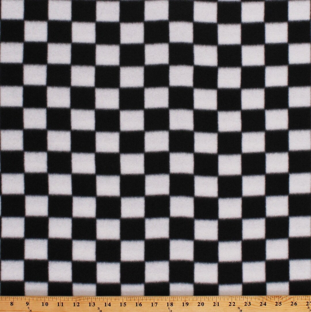 Black and white checkered fleece fabric hotsell
