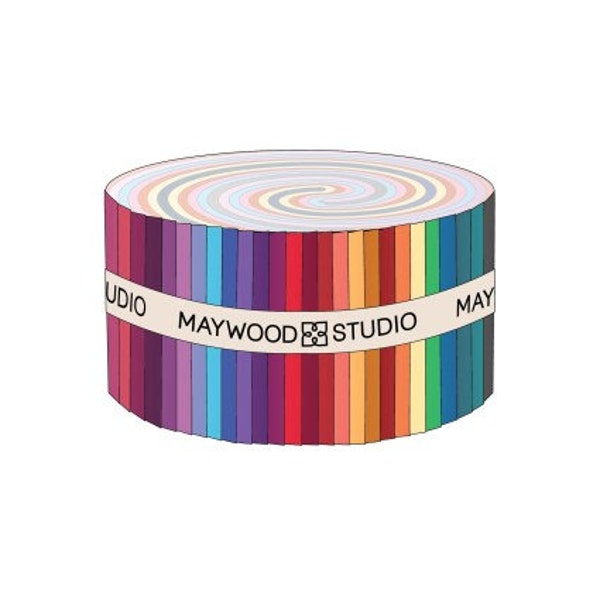 Jelly Roll - Gelato Pairs Multi-Color Ombres 2.5" Fabric Strips Maywood Studio Roll-Ups Fabric Bundle Quilter's Cotton Precuts M525.42