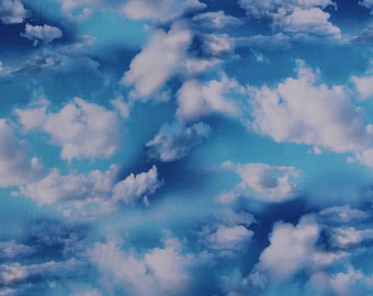 Cotton Clouds in a Bright Sky Nature Landscape Blue Cotton Fabric Print by the Yard (SKY-CD1869-BLUE) D486.78