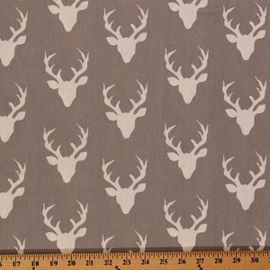 Cotton Hello Bear Buck Forest Deer Head Silhouette Cotton Fabric Print by Yard HBR-4434 Buck Forest Mist D472.07