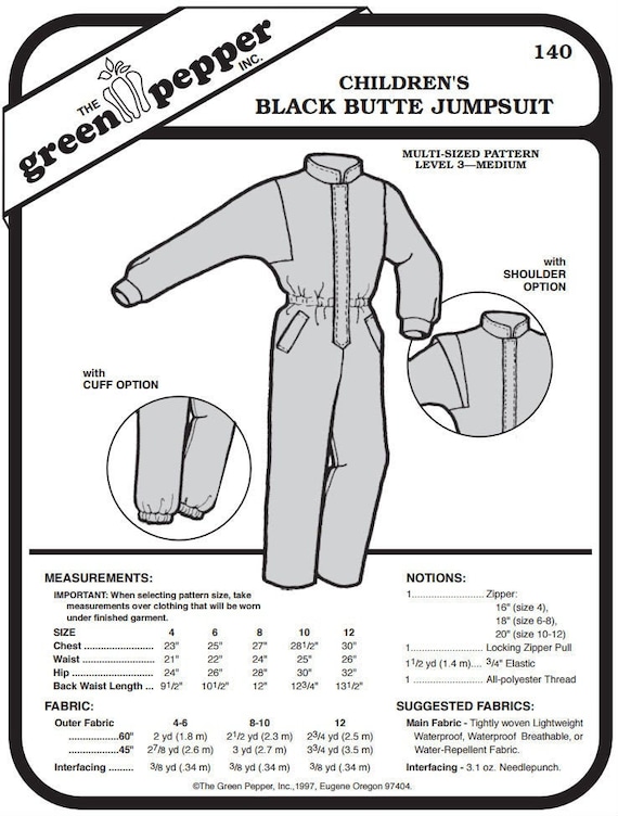 Kid’s Black Butte Jumpsuit Pattern - 140 - The Green Pepper Patterns Kid’s Black Butte Jumpsuit Pattern - 140 - The Green Pepper Patterns