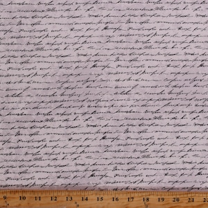 Cotton Writing Manuscript Handwriting Letters Words Script Cream Cotton Fabric Print by the Yard (116608) D583.70