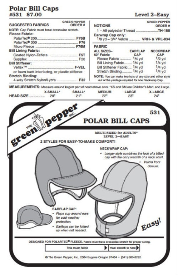 Polar Bills Cap Pattern - 531 - The Green Pepper Patterns Polar Bills Cap Pattern - 531 - The Green Pepper Patterns