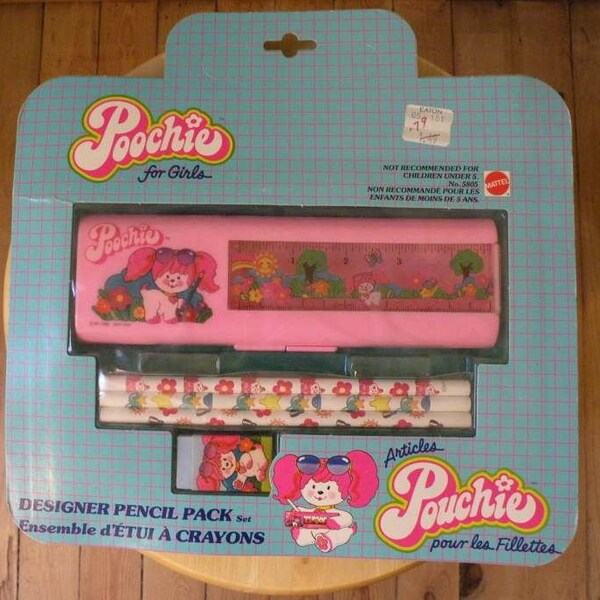 1982 Poochie Pencil Box Case Set - Never Used