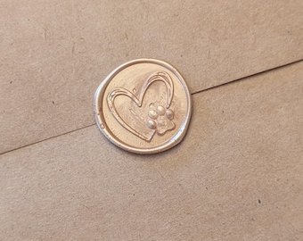 Heart Paw Print Wax Seal Stickers | Gold Wax Stamp Stickers
