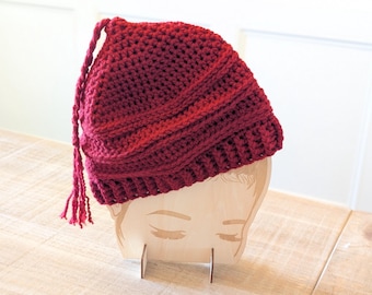 PATTERN ONLY Red Tassel Crochet Beanie- Handmade Statement Hat, Nordic-Inspired Resistance Style