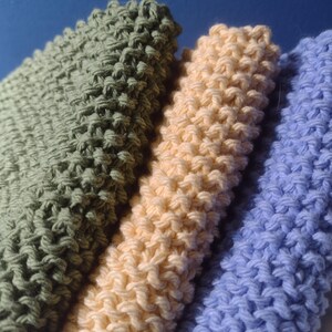 Modern, Large, Hand-knit Cotton Dishcloths or Washcloths10&quot; x 10&quot; - Nantucket Beach