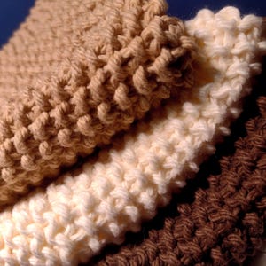 Modern, Large, Hand-knit Cotton Dishcloths or Washcloths 10&quot; x 10&quot; - Beachy Keen