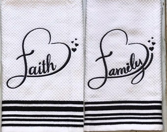 Kitchen Towel Set, Embroidery,Towels,Faith,Family