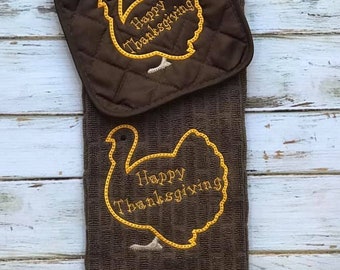 Thanksgiving Kitchen Towel set, Turkey,Happy Thanksgiving