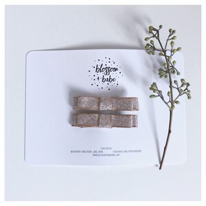 Metallic &#39;Hallie&#39; Twin pack felt bow crocodile hair clips