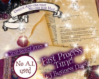 Wizard School Acceptance Letter, Personalized, Real Wax Seal, Invitation