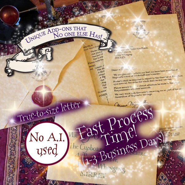 Wizard School Acceptance Letter, Personalized, Real Wax Seal, Invitation