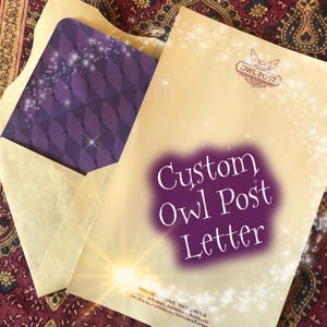 Custom Owl Post Letter: Stationery, Magic Wax Seal Invitation, wizard mail
