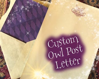 Custom Owl Post Letter: Stationery, Magic Wax Seal Invitation, wizard mail