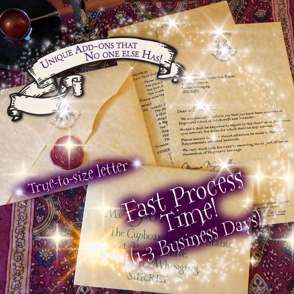 Wizard School Acceptance Letter, Personalized, Real Wax Seal, Invitation