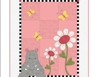 Hannah Hippo Quilt - Quilt Kit - Quilt Pattern - Baby Quilt - Baby Hippo Quit Pattern - Maywood Fabric - Baby Hippo Quilt Kit