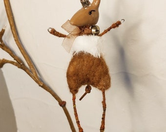 Deer fawn woodland needle felt clay decoration.