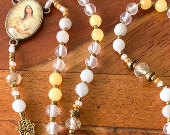 Weiß & Gold Glorious Mary Magdalene Göttlich Feminine Nichttraditionelle Rosenkranz