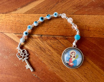 St. Lucy Nicht traditionelle Andachtskette Für Seher Tarot Kartenleser und Hellseher Augapfel Perlen Quarzkristall Vintage Schlüssel