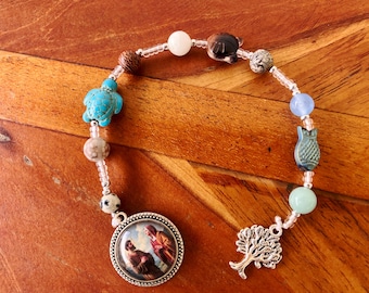 St Francis St Clare Chaplet, Novena 9 Bead, Anchor Medal, Tree of Life Charm