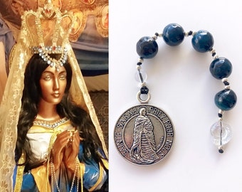 St. Sarah la Kali Chaplet large deep blue banded agate beads glass nautilus Sarah the Black Romani