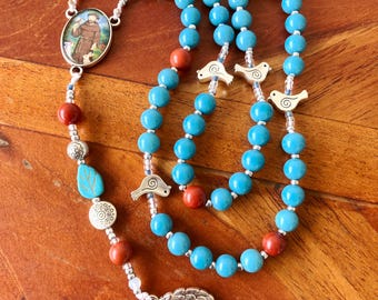 Ghibli St. Francis Rosary Blue Skies & Songbirds with Tree of Life