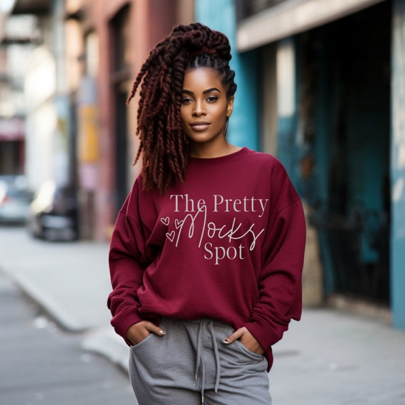 Gildan 18000 Maroon Sweatshirt Mockup Oversized Sweatshirt Blank Shirt Mock Up Maroon Crewneck Black Model Etsy