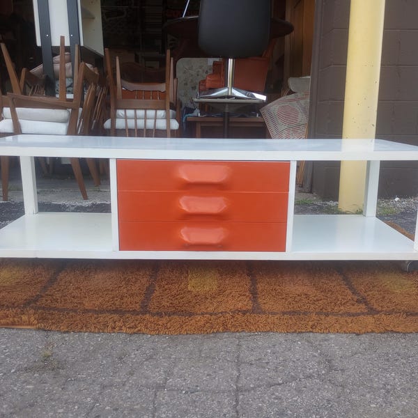 Rare Raymond Loewy Style Space Age Broyhill Chapter One Coffee Table Bittersweet Orange