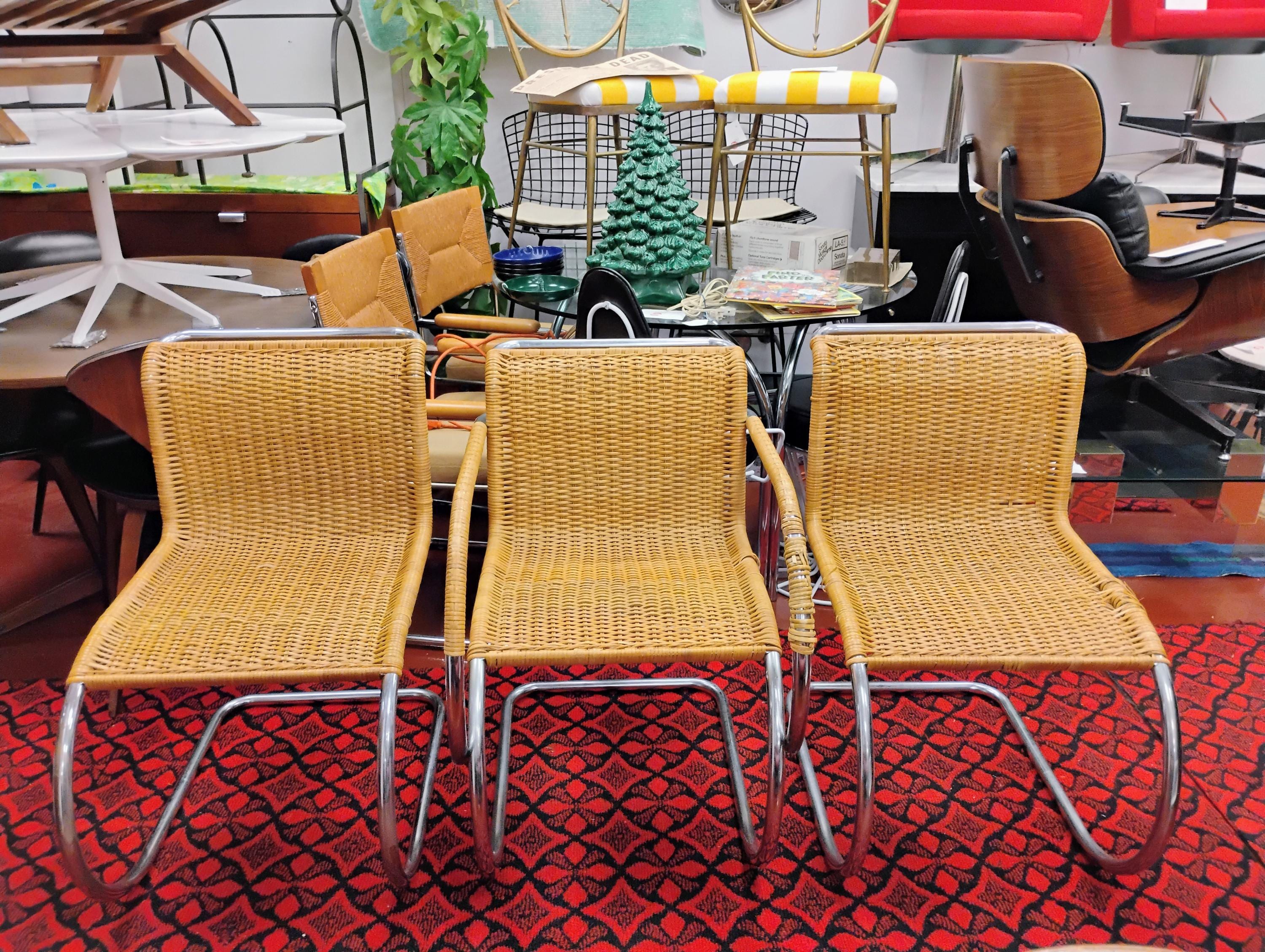 Set of 6 Mies Van De Rohe Cane Dining Chairs